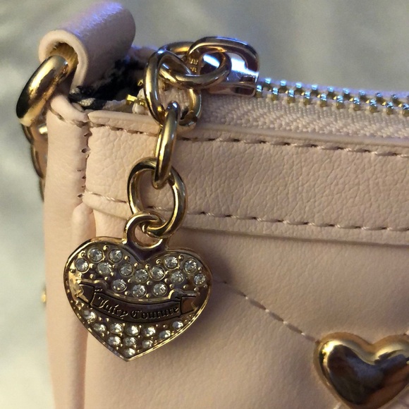 Juicy Couture Powder Blush Colorful Love Shoulder Bag Stud Heart Accents  NWT - Picture 14 of 16